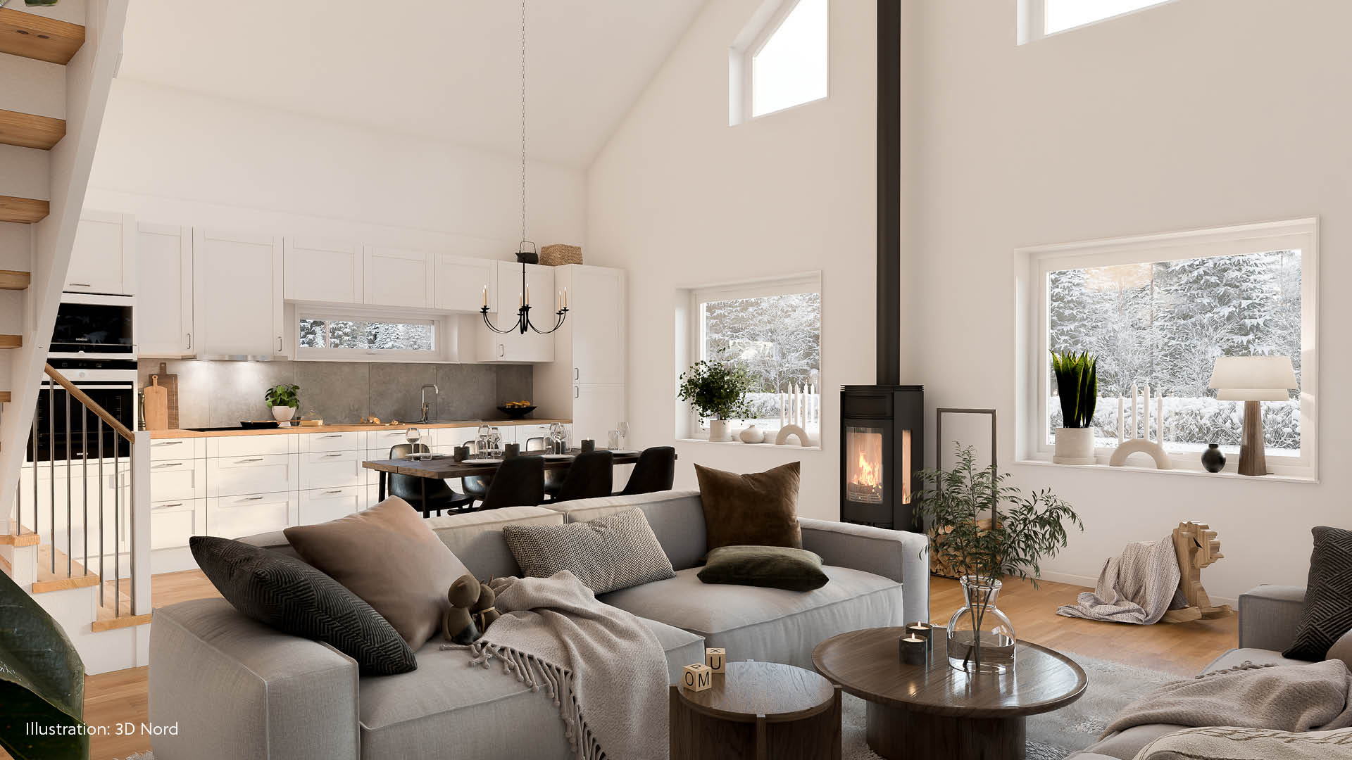 Illustration av insidan på hus.