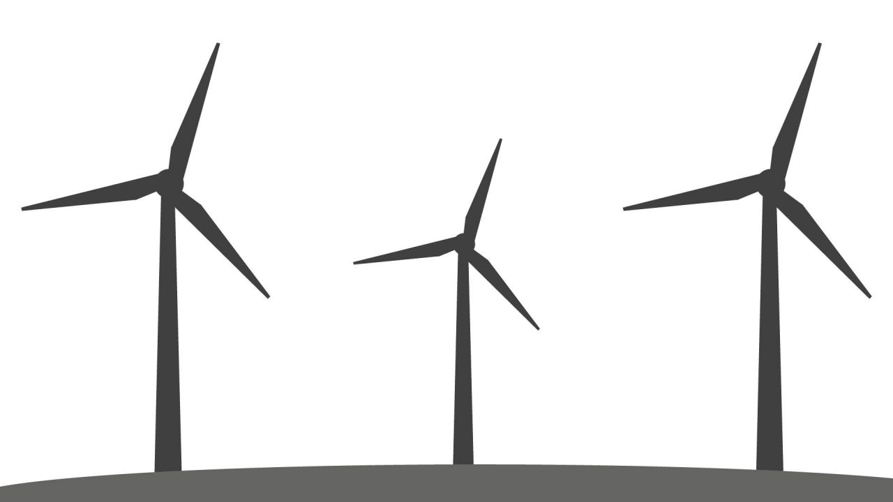 Illustration av vindkraftverk.