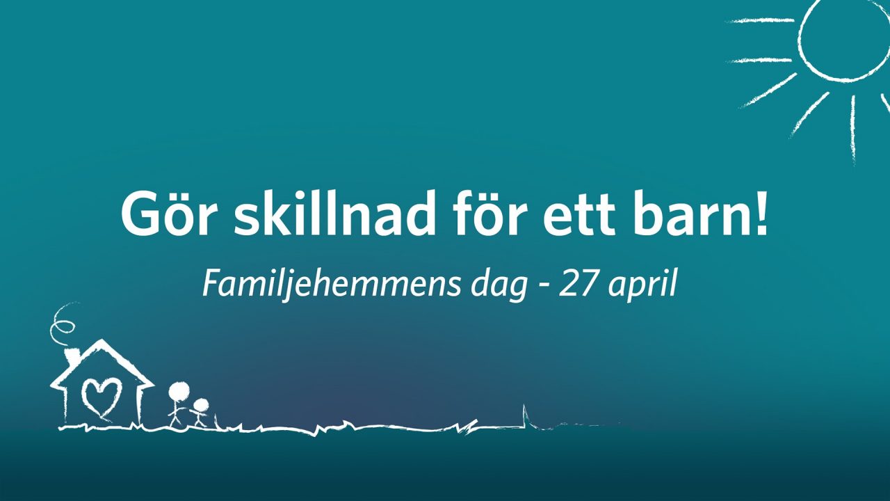 Blå bakgrund med vit text "Gör skillnad för ett barn"