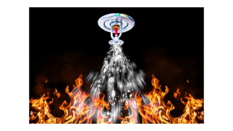 en sprinkler i taket ger bättre brandskydd